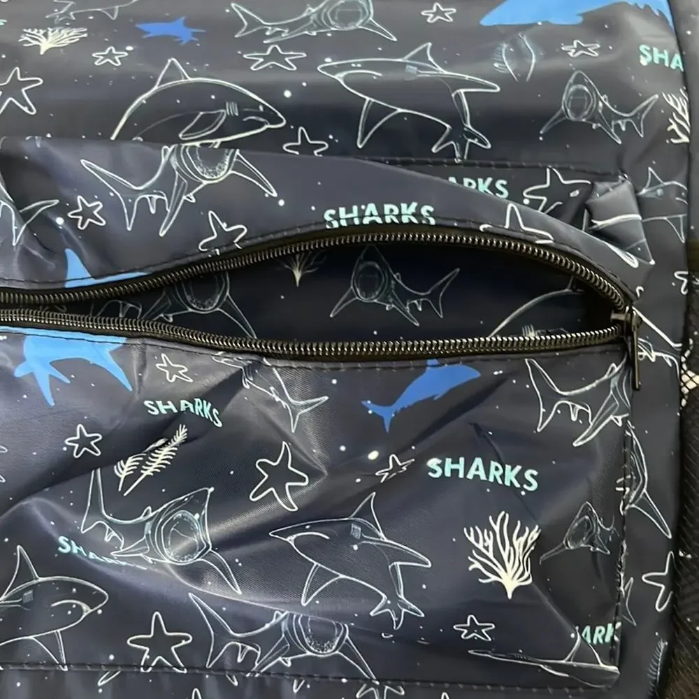 Shark Print Child’s Backpack New without Tags Lightweight Back to School